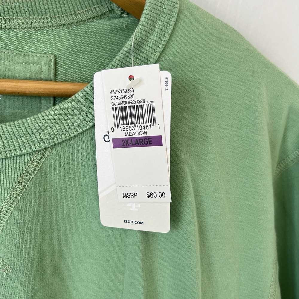 IZOD‎ Saltwater Pullover Relaxed Classic Terry Crew Neck Pullover Men's Size 2XL - Picture 5 of 13